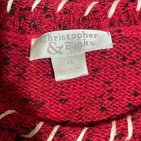 Christopher & Banks Embroidered Holiday Pullover Snowman Sweater Red XL - Picture 15 of 15